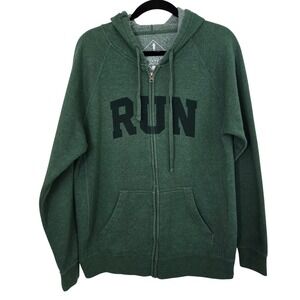 Sarah Marie Design Studio RUN Hoodie Mens Large Green Zip Up Sweatshirt Athletic